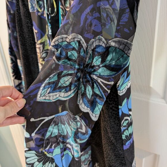 Hale Bob Velvet Burnout Top Black Blue Small - Picture 4 of 13